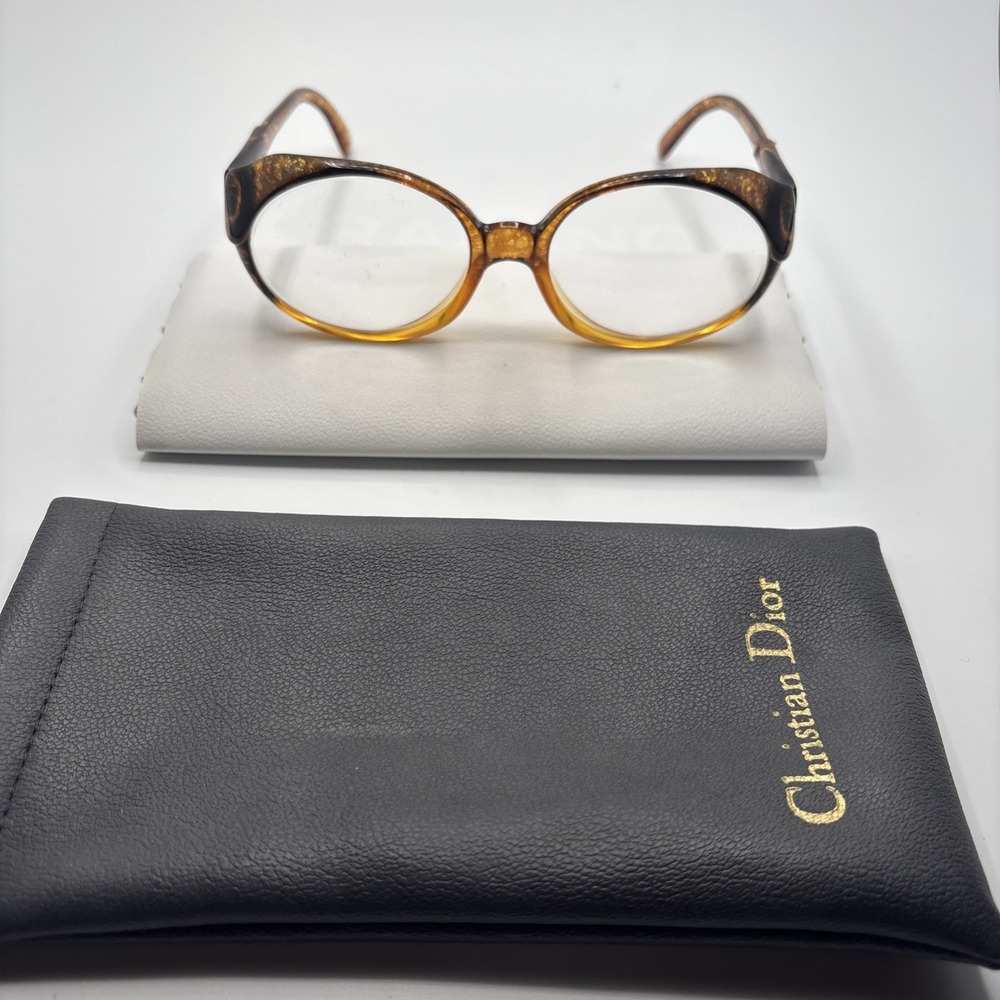 CHRISTIAN DIOR Vtg Oversized Eyeglasses 2019 10 GERMANY Amber Lucite Frame w/bag